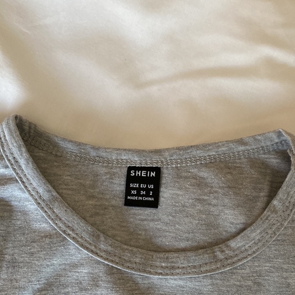 Stretchy Grey baby tee with black graphic design on the front - Picture 3 of 3